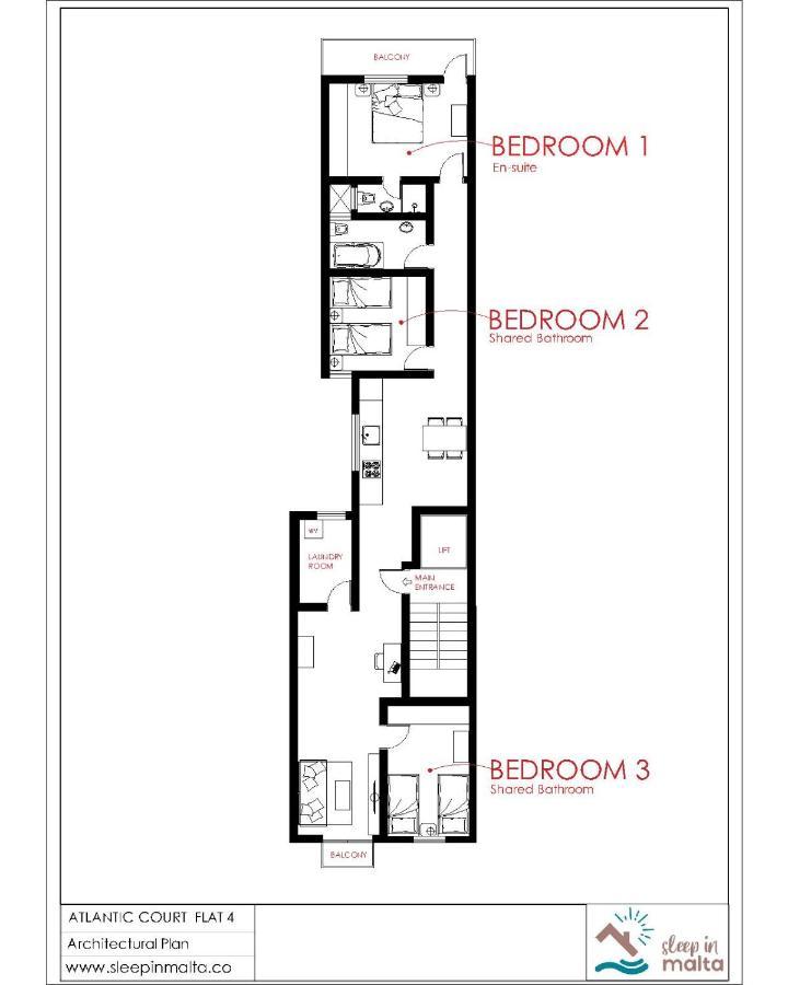 F4 Room 2, Private Room Two Single Beds Shared Bathroom 姆西达 外观 照片